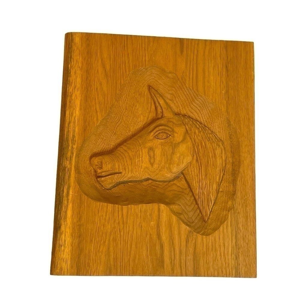 Vintage Wood Hand Carved Horse Wall Art 🧡
